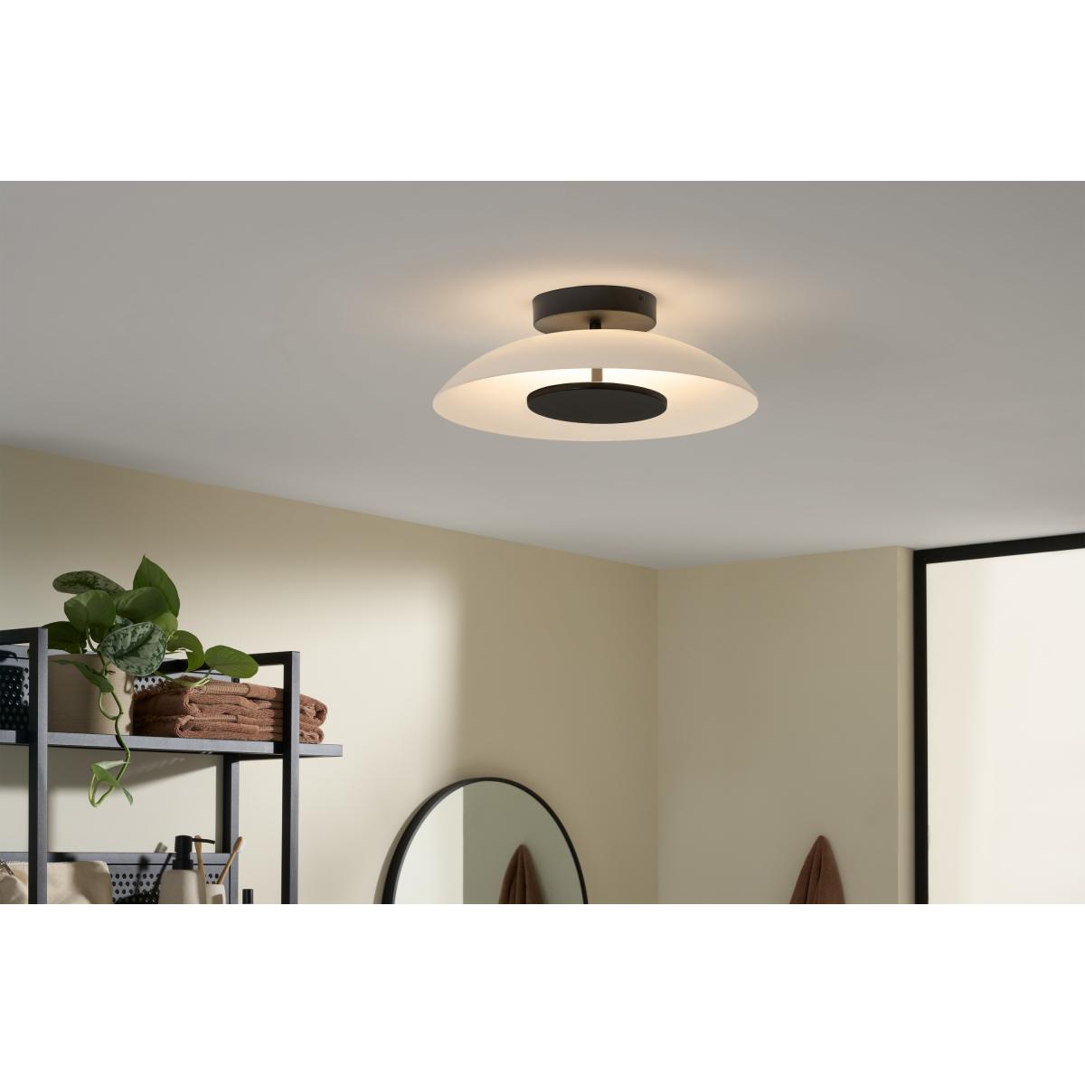 Ovie Flush LED Ceiling Light, Black & Frosted Glass – image 3