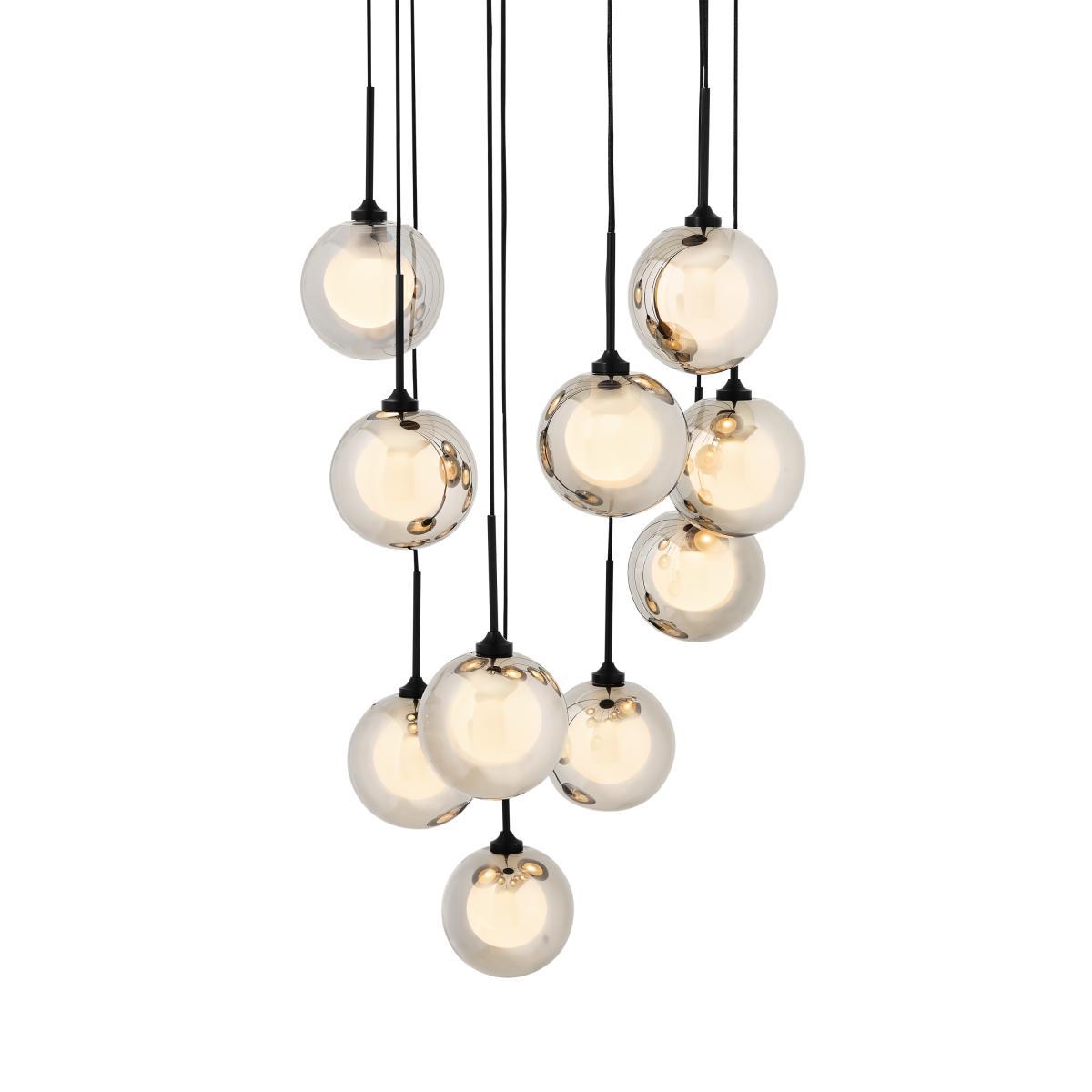 Masako LED Chandelier Ceiling Light, Extra Large, Black & Smoked Glass – image 2