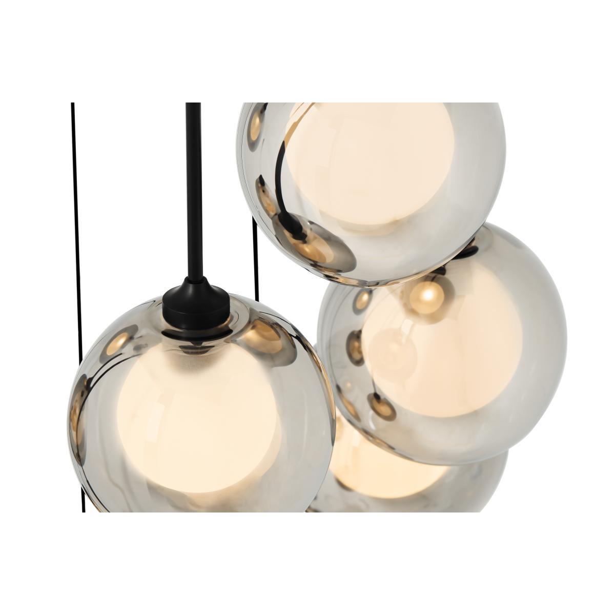 Masako LED Chandelier Ceiling Light, Extra Large, Black & Smoked Glass – image 6