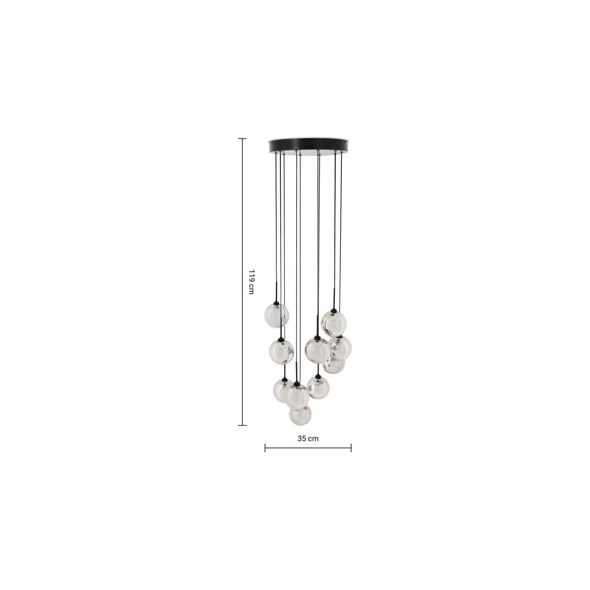 Masako LED Chandelier Ceiling Light, Extra Large, Black & Smoked Glass – image 8