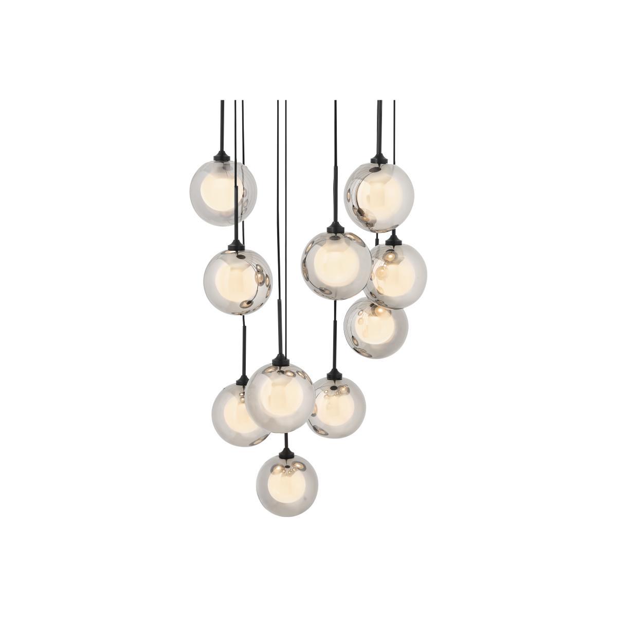 Masako LED Chandelier Ceiling Light, Extra Large, Black & Smoked Glass – image 1