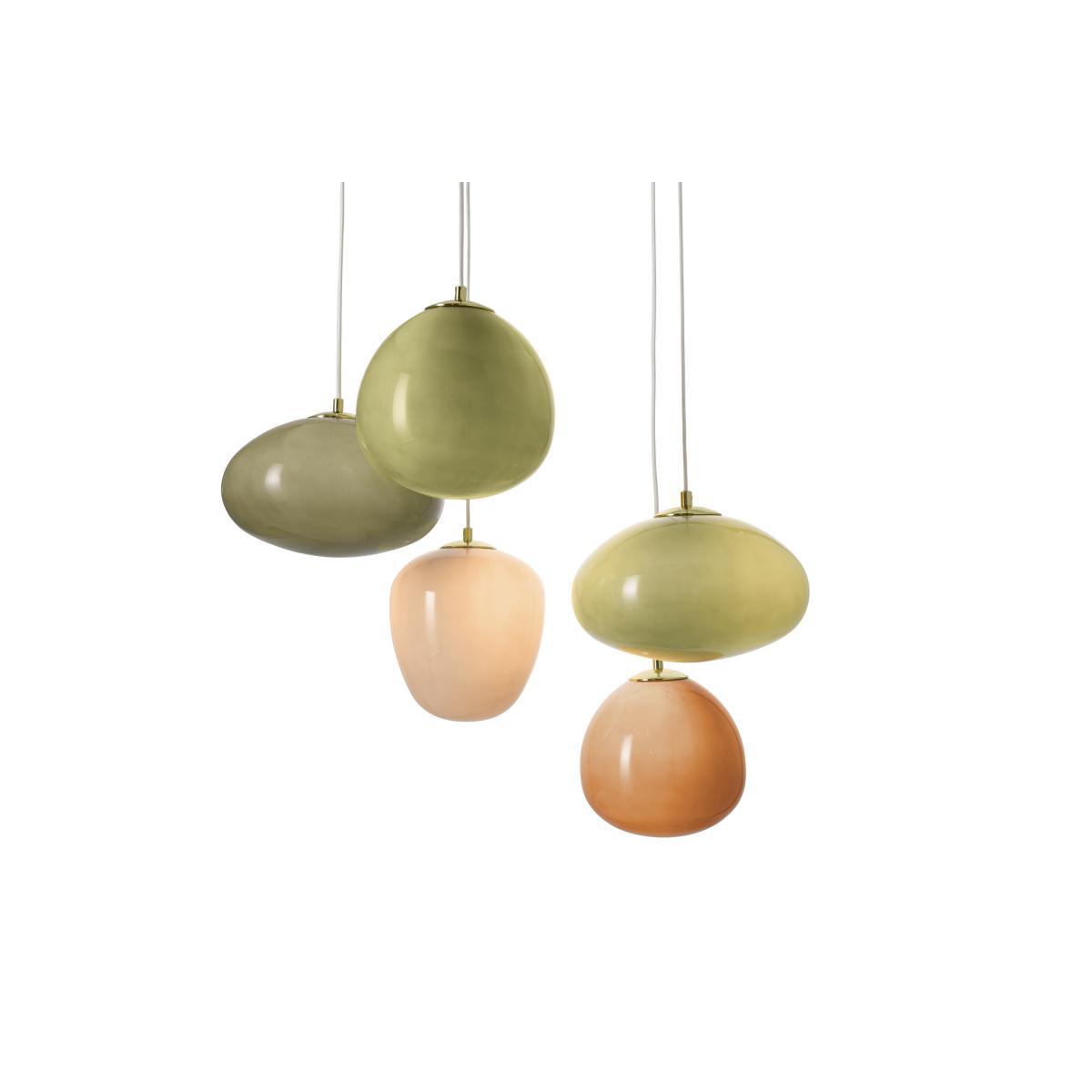 Adrianne 5 Cluster Pendant Light, Green Glass & Brass – image 3