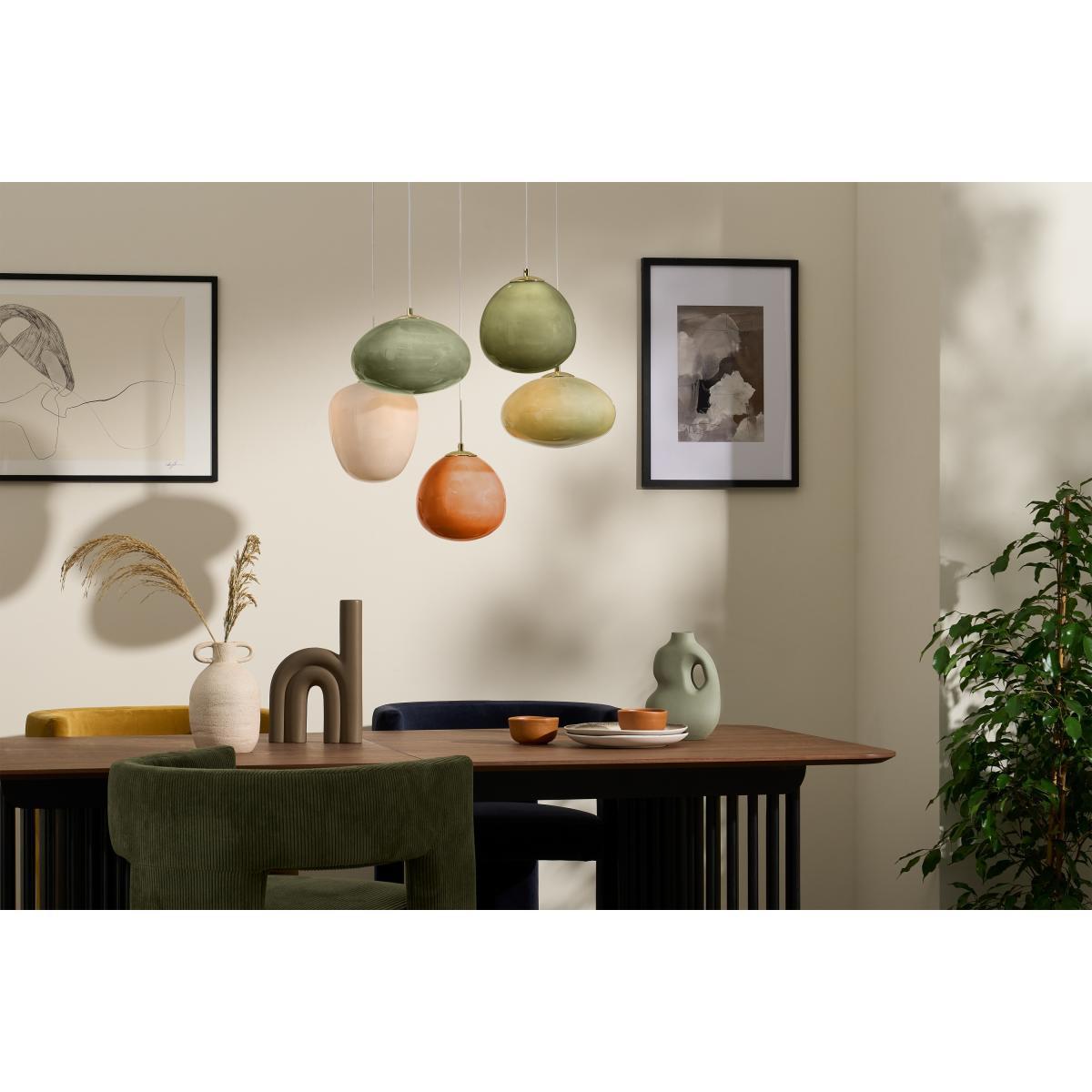 Adrianne 5 Cluster Pendant Light, Green Glass & Brass – image 4