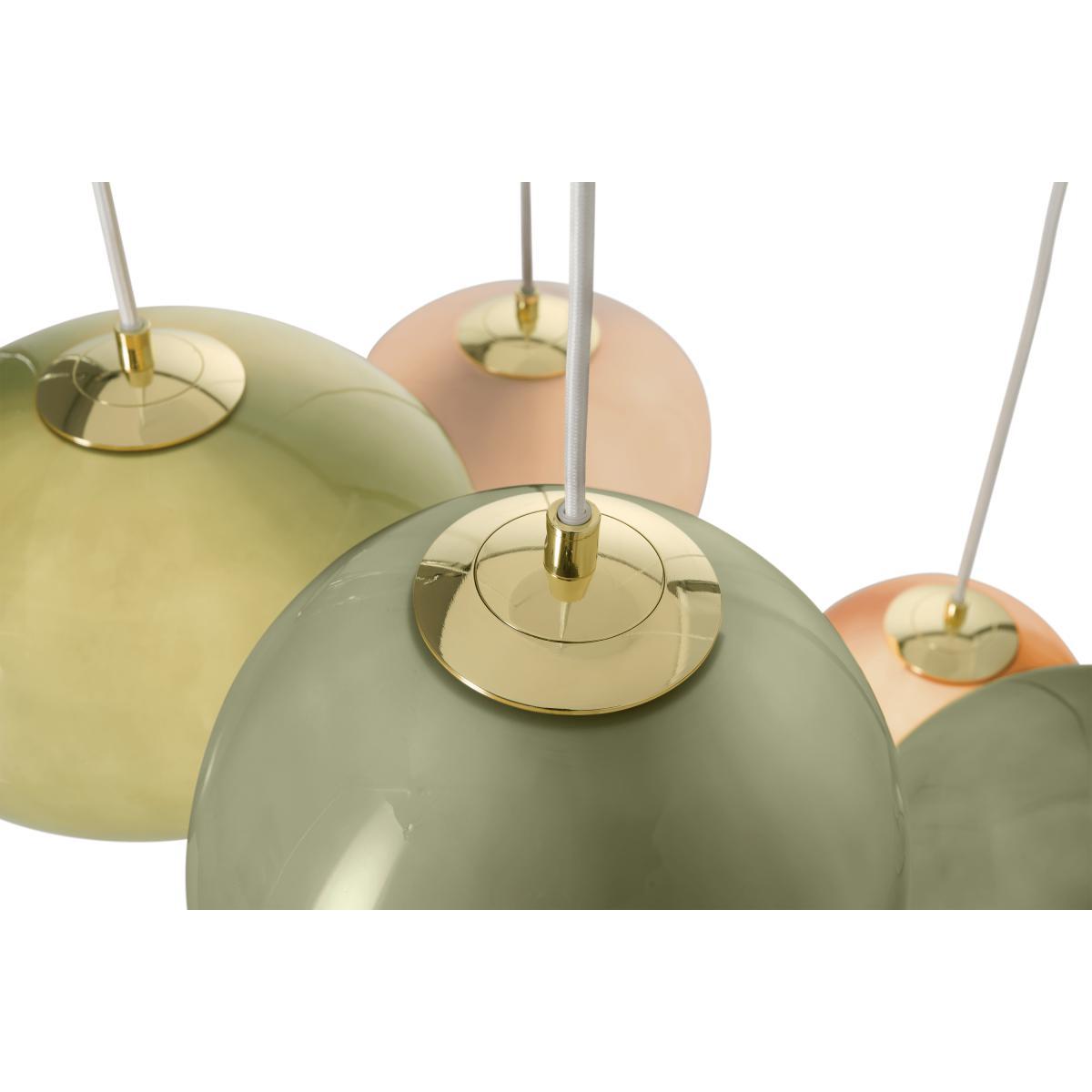 Adrianne 5 Cluster Pendant Light, Green Glass & Brass – image 7