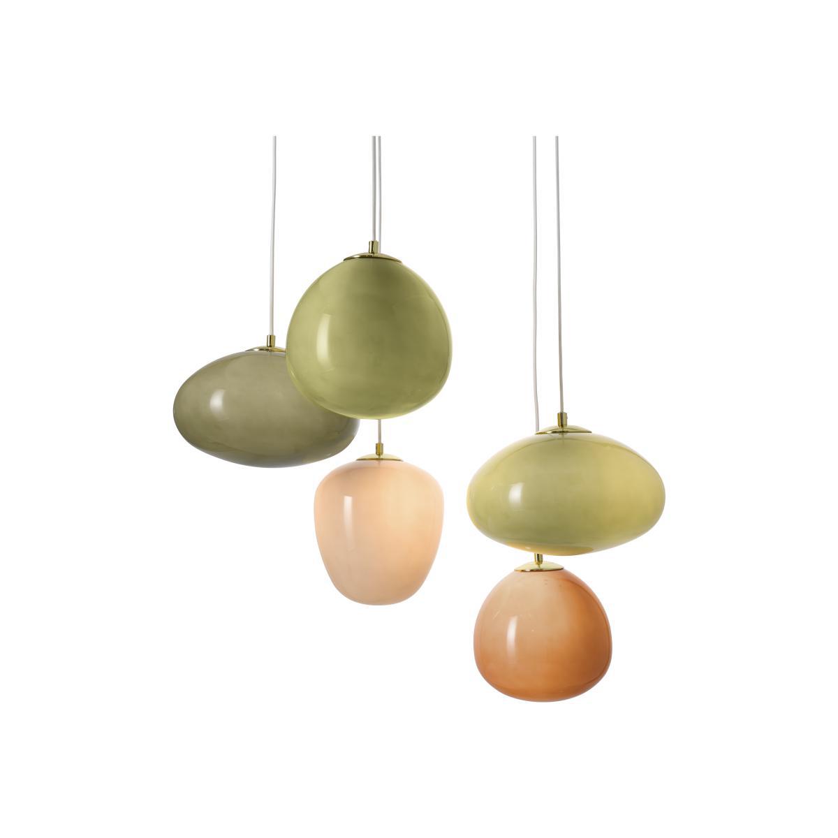 Adrianne 5 Cluster Pendant Light, Green Glass & Brass – image 1
