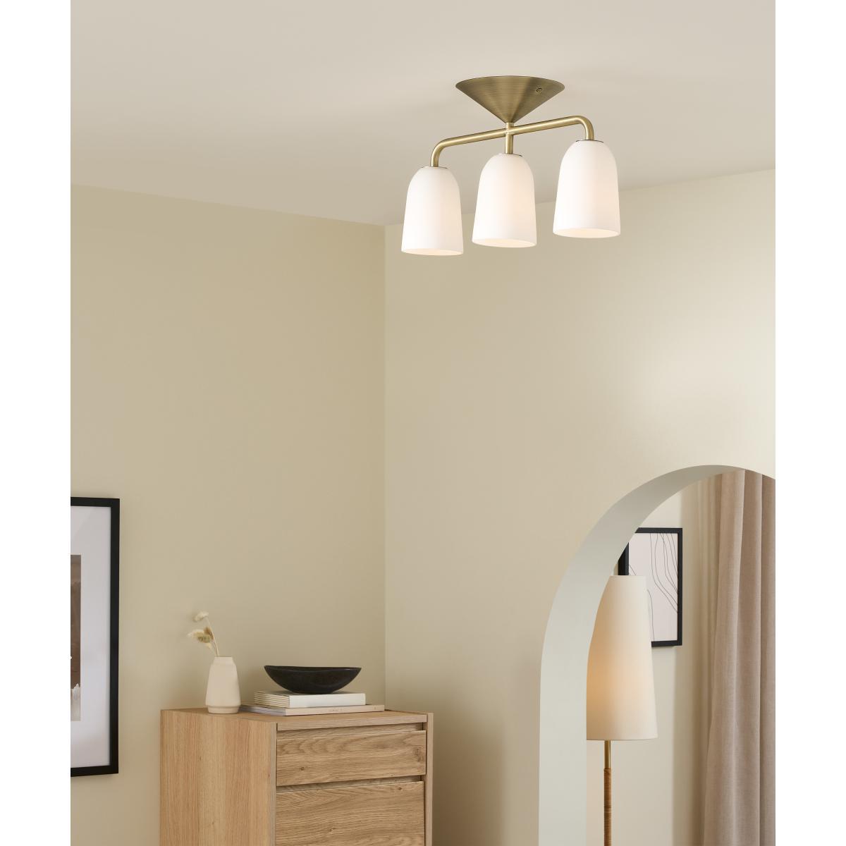 Lori Flush Ceiling Spotlight, Frosted Glass & Brass – image 3