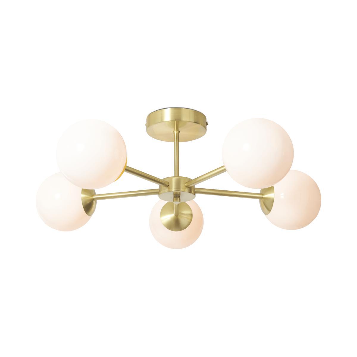 Globe Ceiling Flush Light, Large, Brass & Opal – image 2