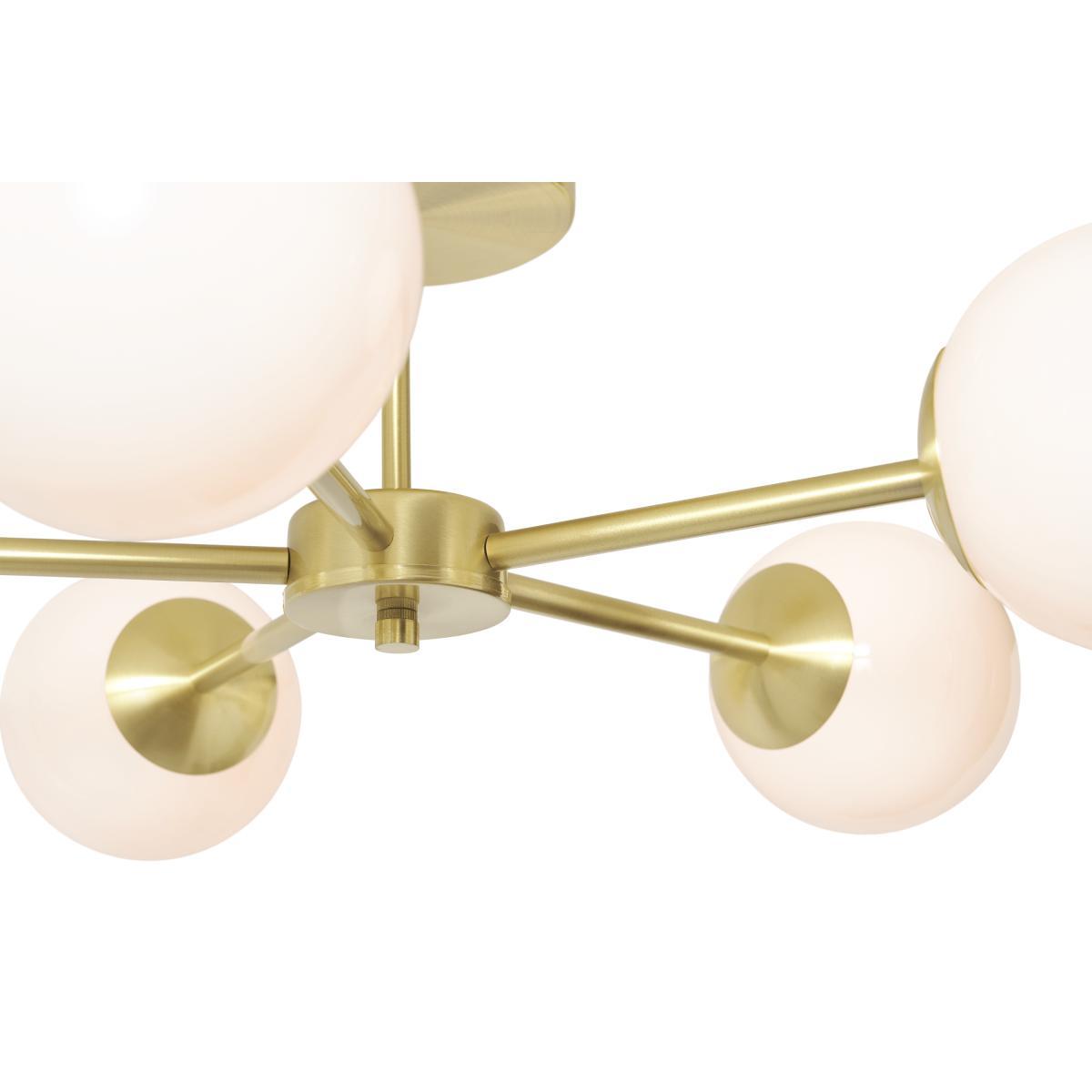 Globe Ceiling Flush Light, Large, Brass & Opal – image 5