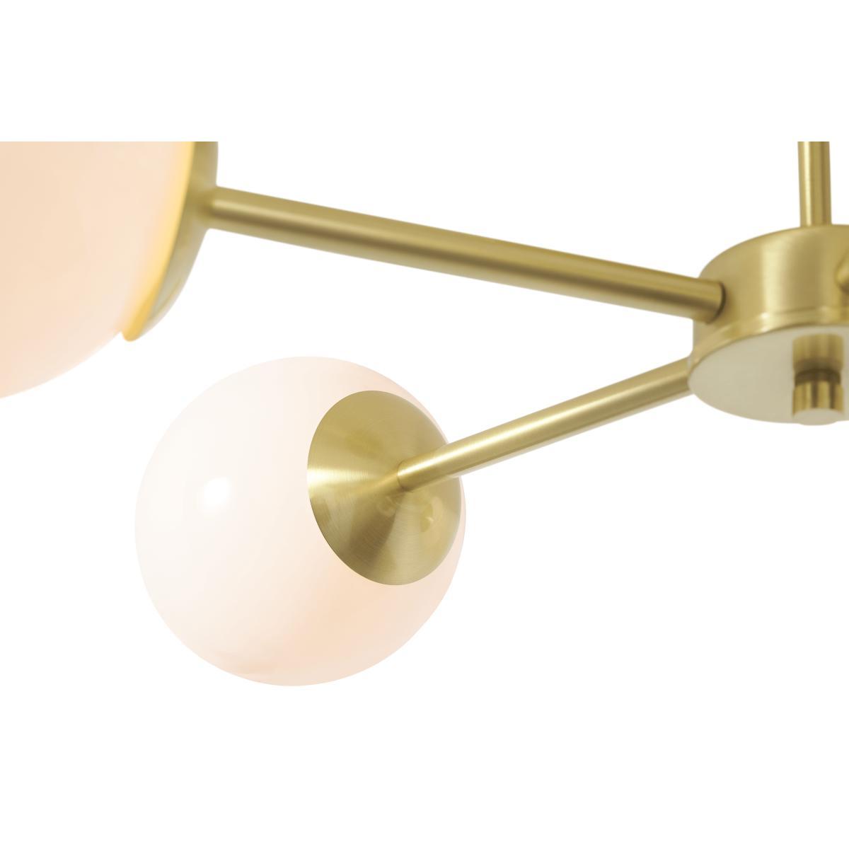 Globe Ceiling Flush Light, Large, Brass & Opal – image 6