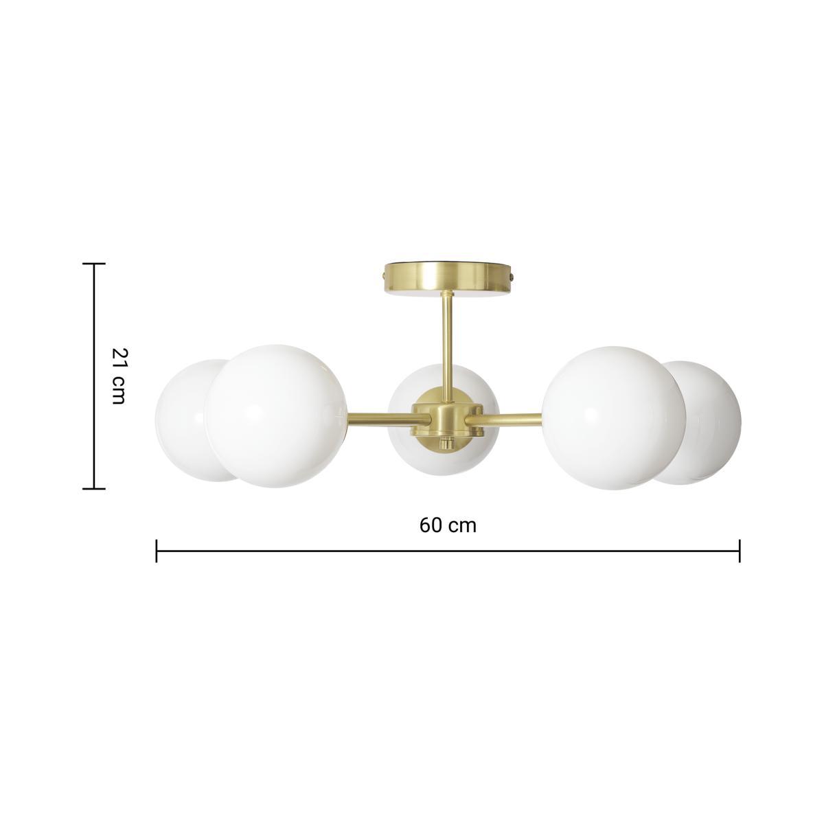 Globe Ceiling Flush Light, Large, Brass & Opal – image 7