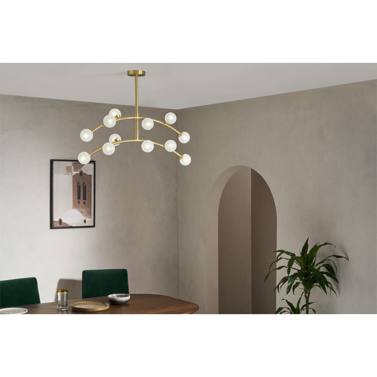 Fabia 12-Light Chandelier Pendant Lamp, Brass & Opal – image 3