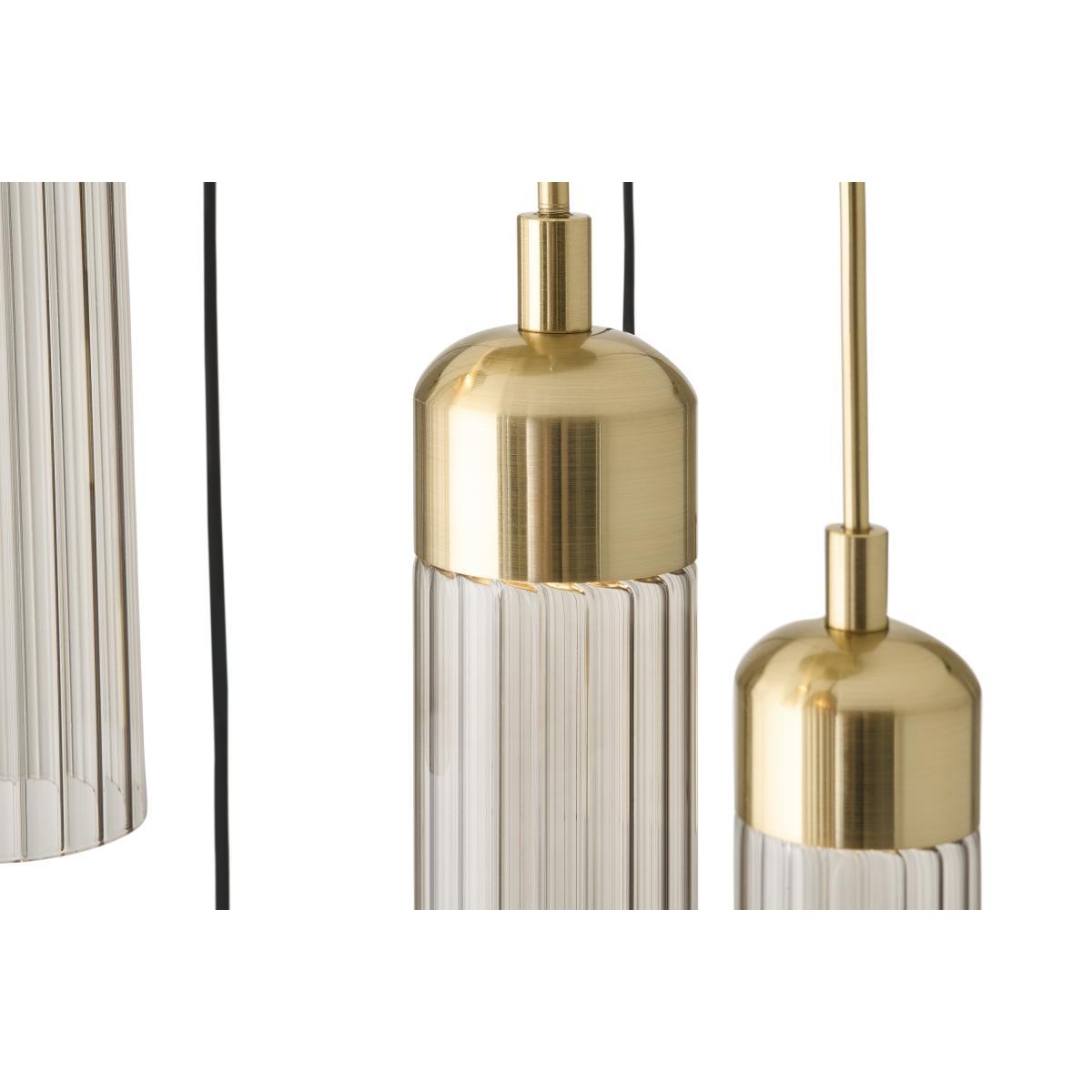 Verona LED 6 Light Chandelier Ceiling Light, Brushed Brass & Smoked Glass – image 5