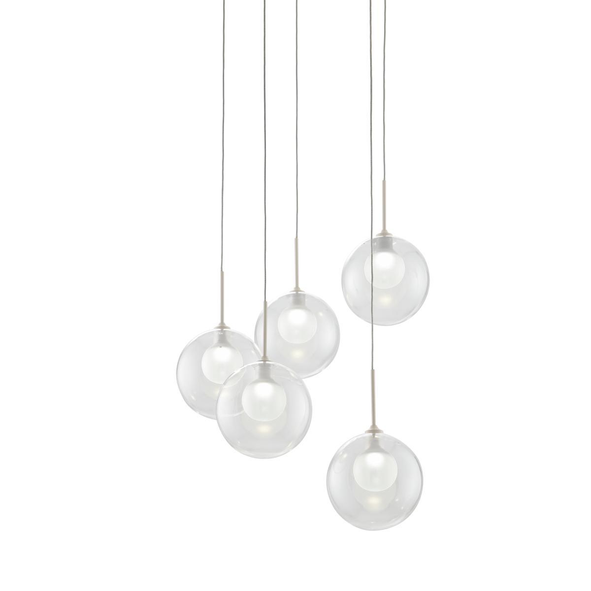 Masako LED Chandelier Pendant Light, Ivory & Clear Glass – image 2