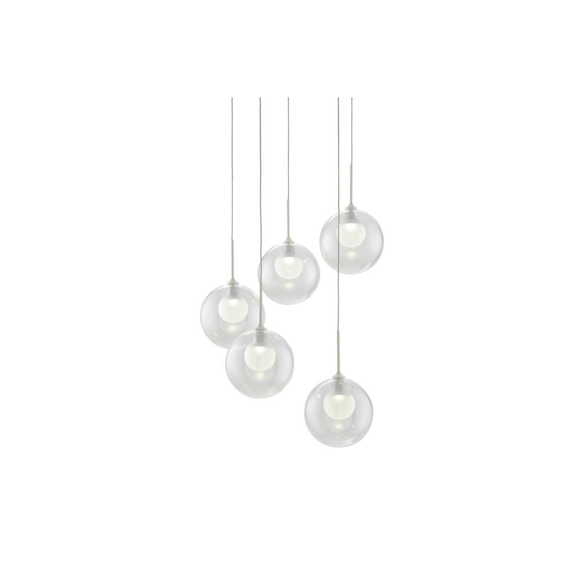 Masako LED Chandelier Pendant Light, Ivory & Clear Glass – image 3