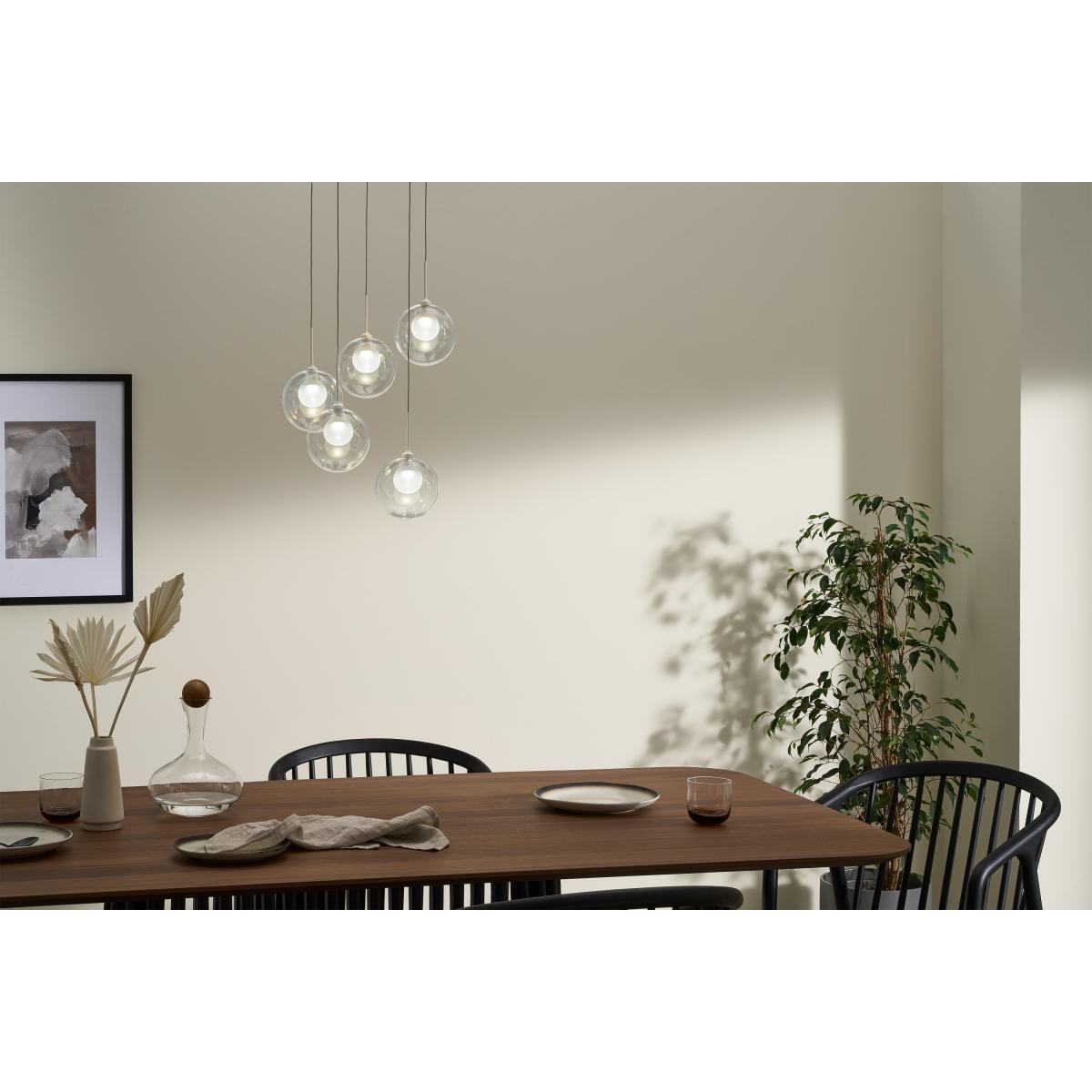 Masako LED Chandelier Pendant Light, Ivory & Clear Glass – image 4