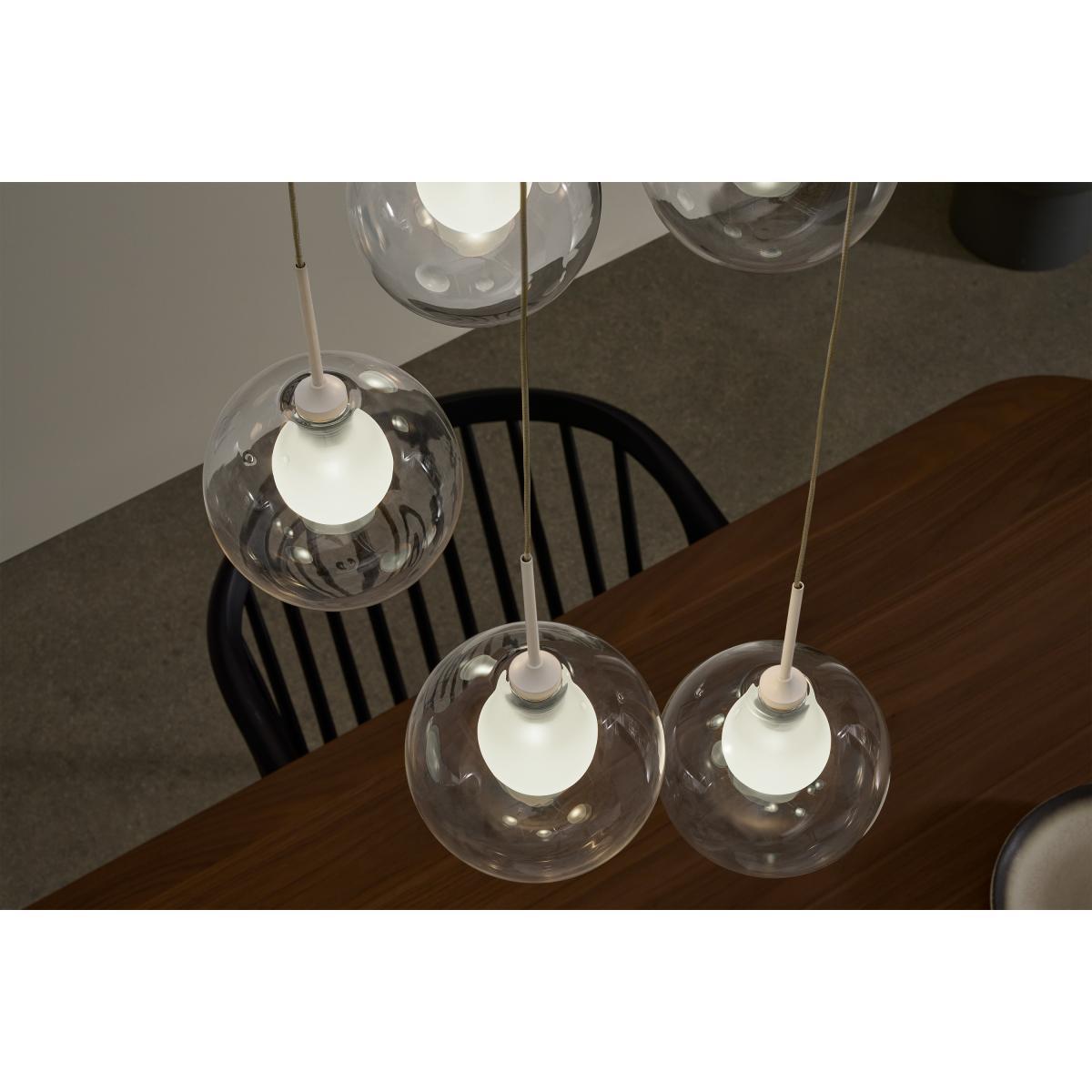 Masako LED Chandelier Pendant Light, Ivory & Clear Glass – image 5