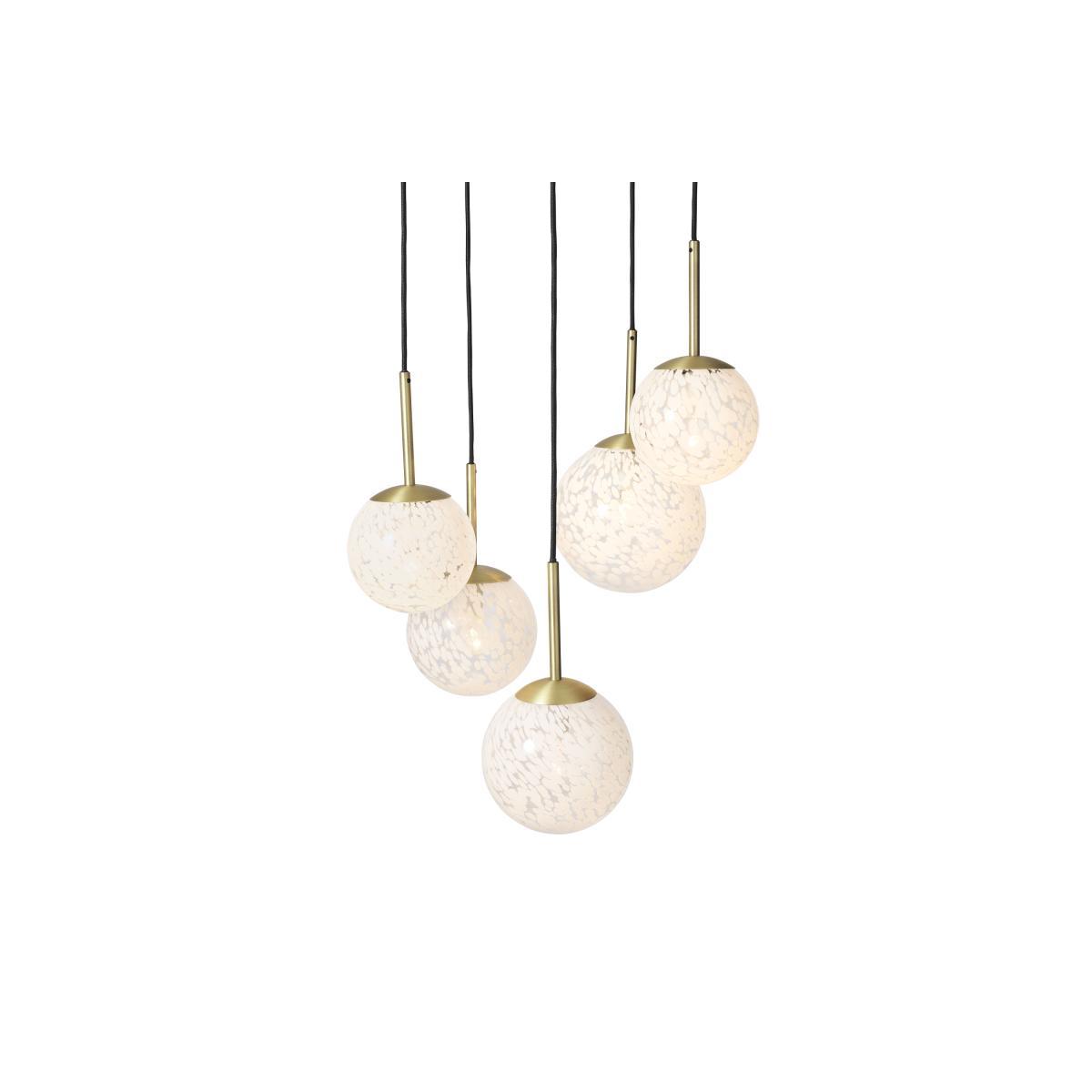 Julia 5 Light Chandelier Pendant, White Shell Glass & Brass – image 3