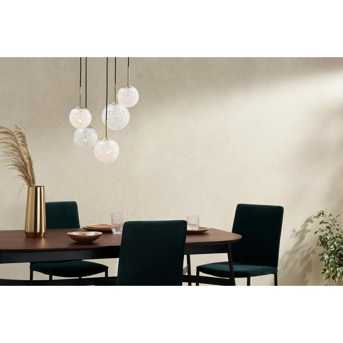 Julia 5 Light Chandelier Pendant, White Shell Glass & Brass – image 4