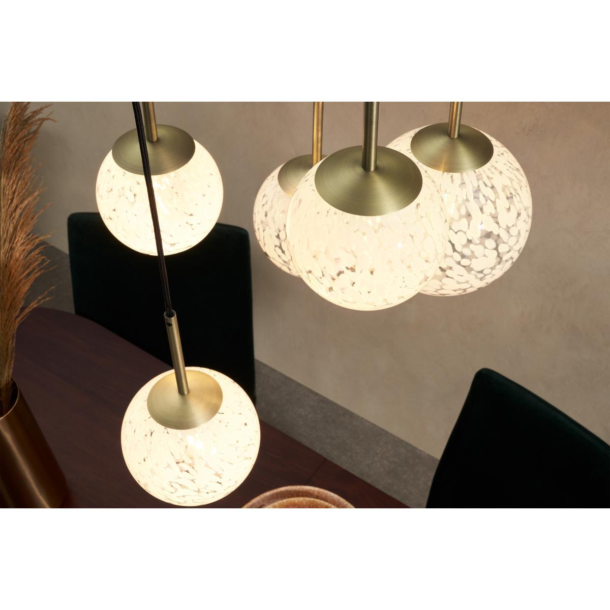 Julia 5 Light Chandelier Pendant, White Shell Glass & Brass – image 5