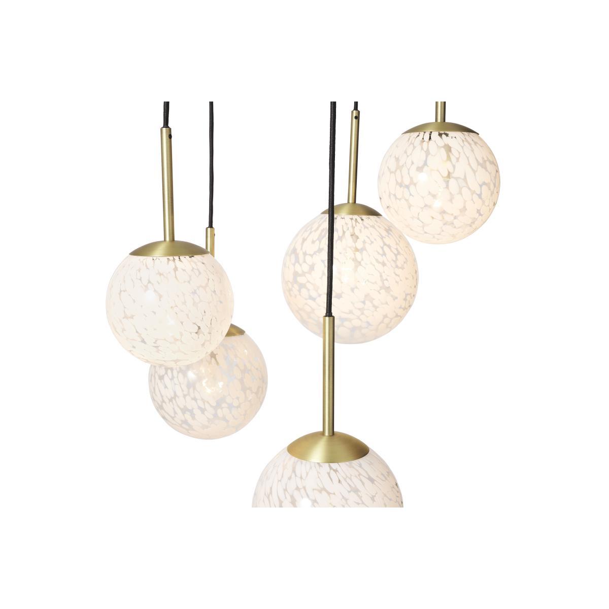 Julia 5 Light Chandelier Pendant, White Shell Glass & Brass – image 6