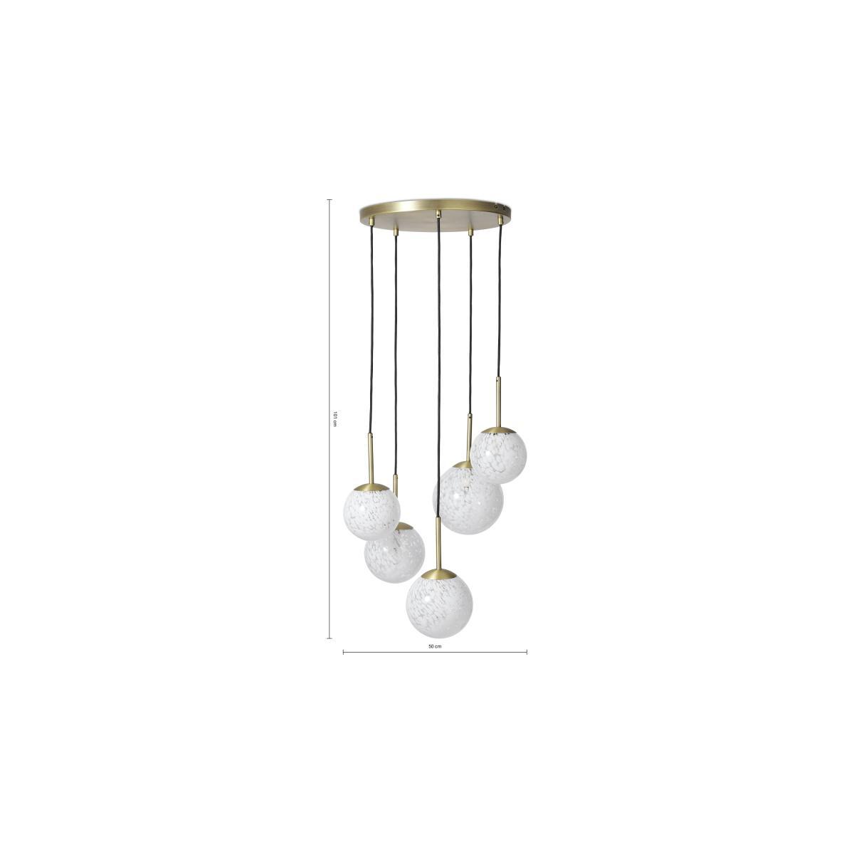 Julia 5 Light Chandelier Pendant, White Shell Glass & Brass – image 9