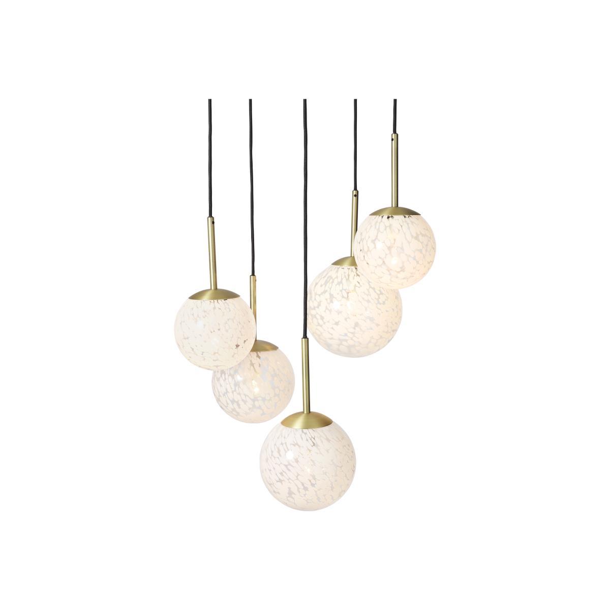 Julia 5 Light Chandelier Pendant, White Shell Glass & Brass – image 1