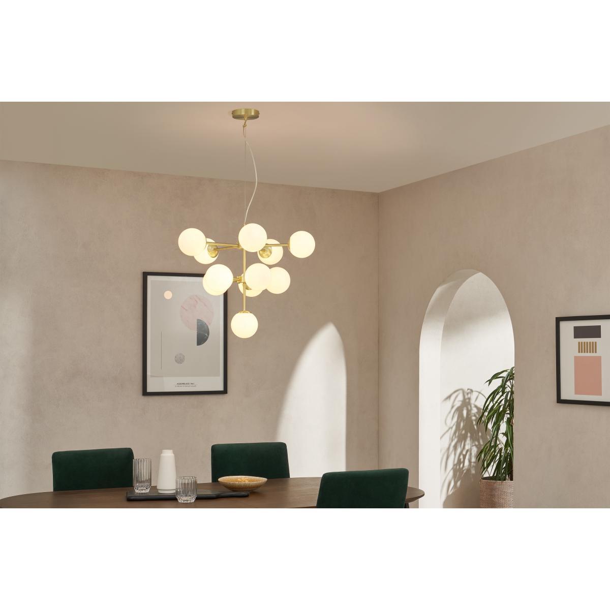 Globe Chandelier Pendant, Brass & Opal – image 3
