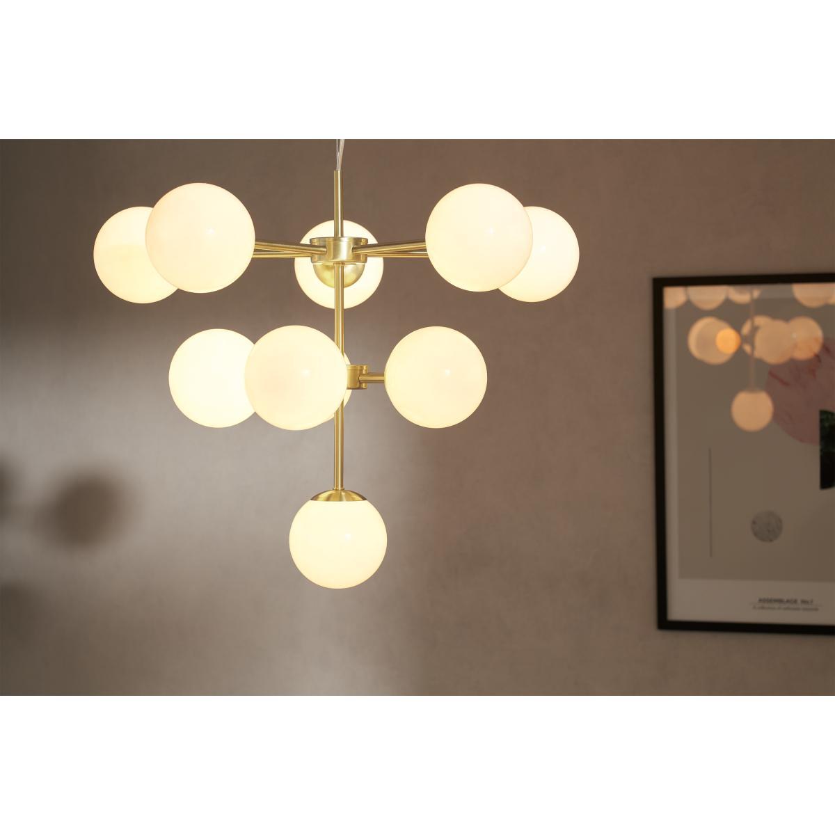 Globe Chandelier Pendant, Brass & Opal – image 4