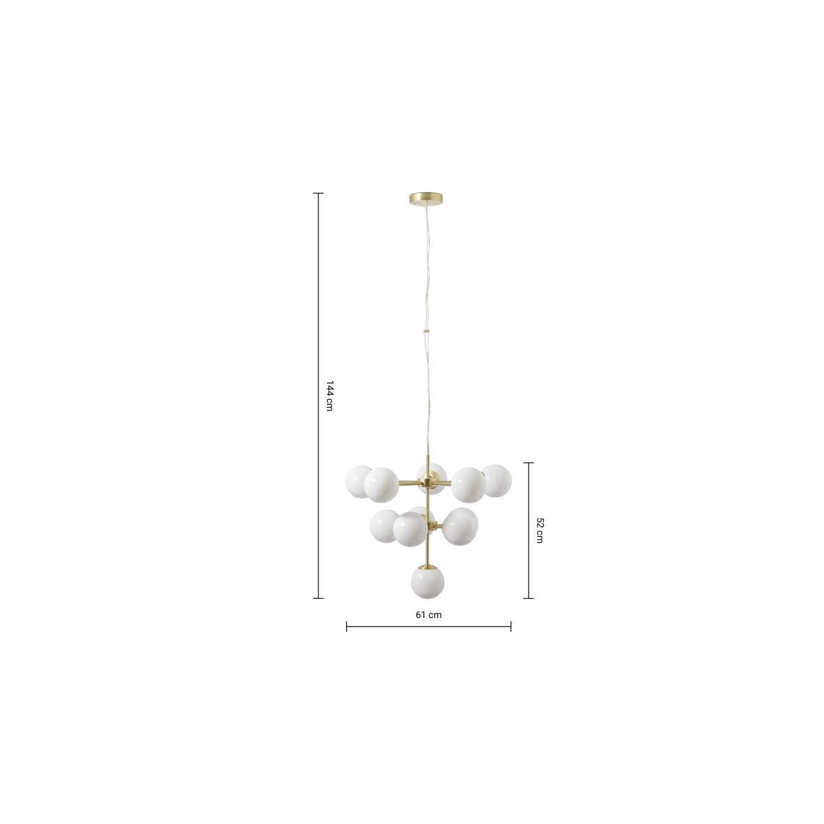 Globe Chandelier Pendant, Brass & Opal – image 8