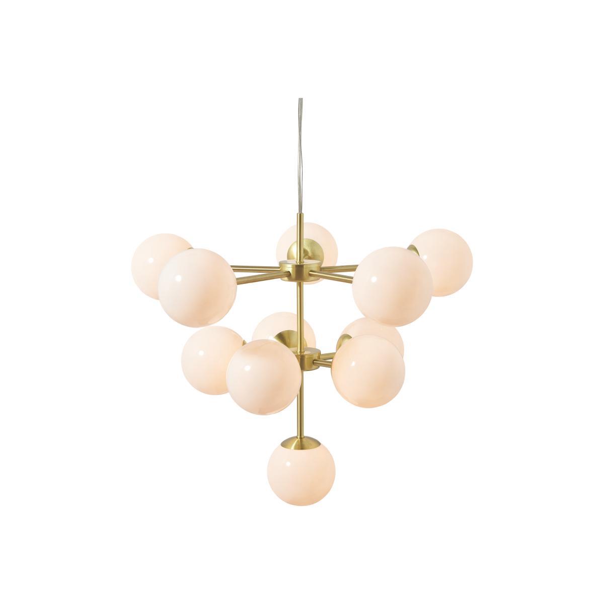 Globe Chandelier Pendant, Brass & Opal – image 1