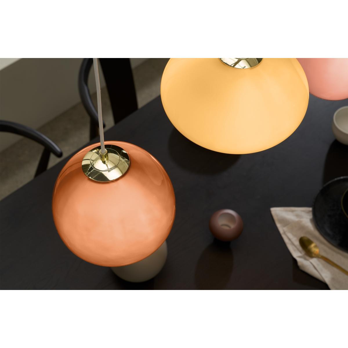 Adrianne Diner Pendant Light, Pink, Burgundy, Yellow Glass & Brass – image 5