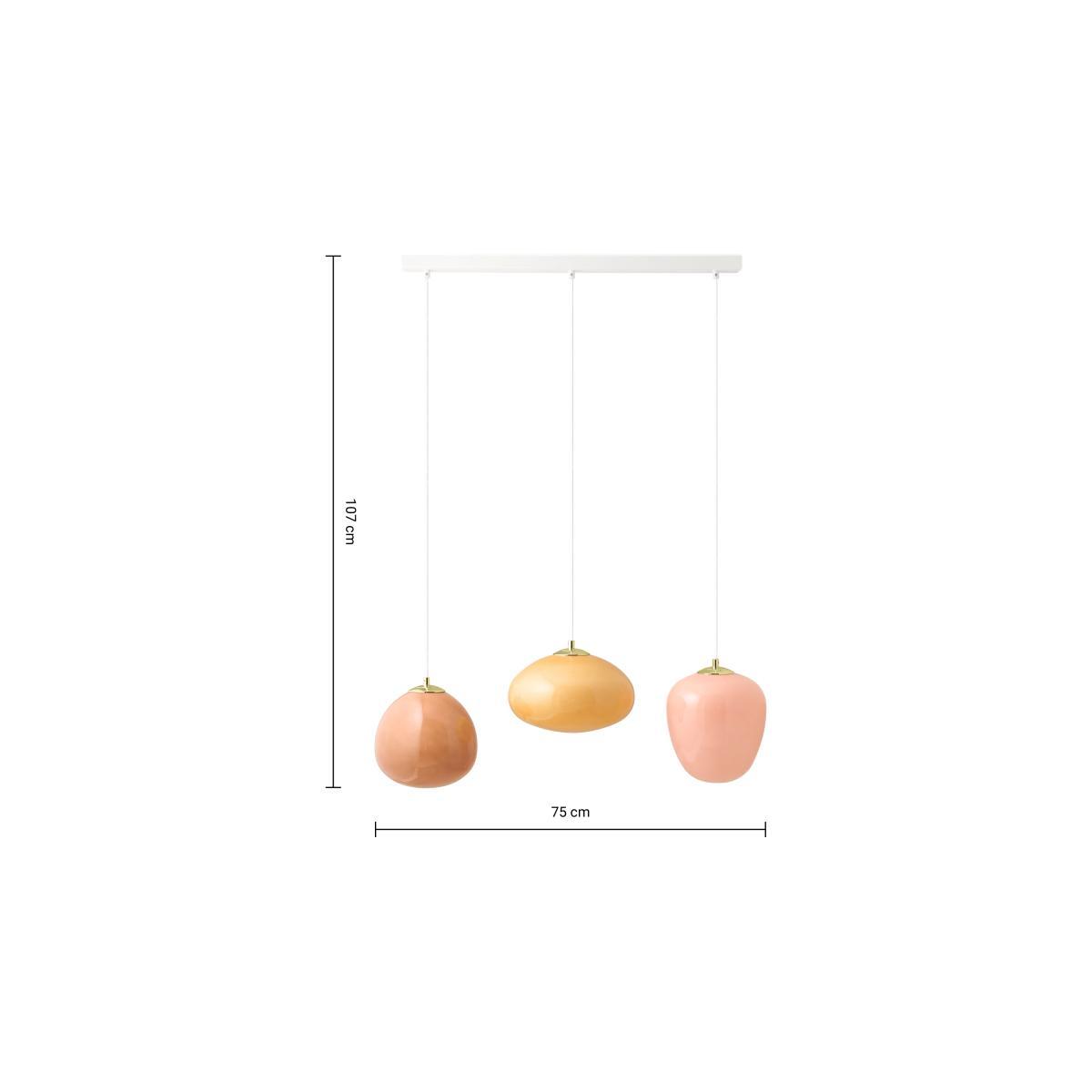 Adrianne Diner Pendant Light, Pink, Burgundy, Yellow Glass & Brass – image 9