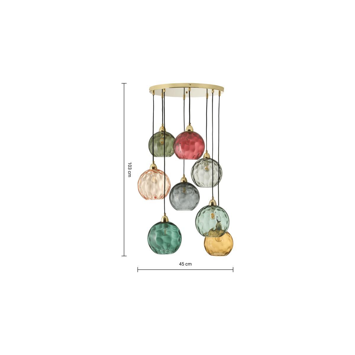 Ilaria Cluster Pendant Light, Extra Large, Green, Red & Brass – image 8