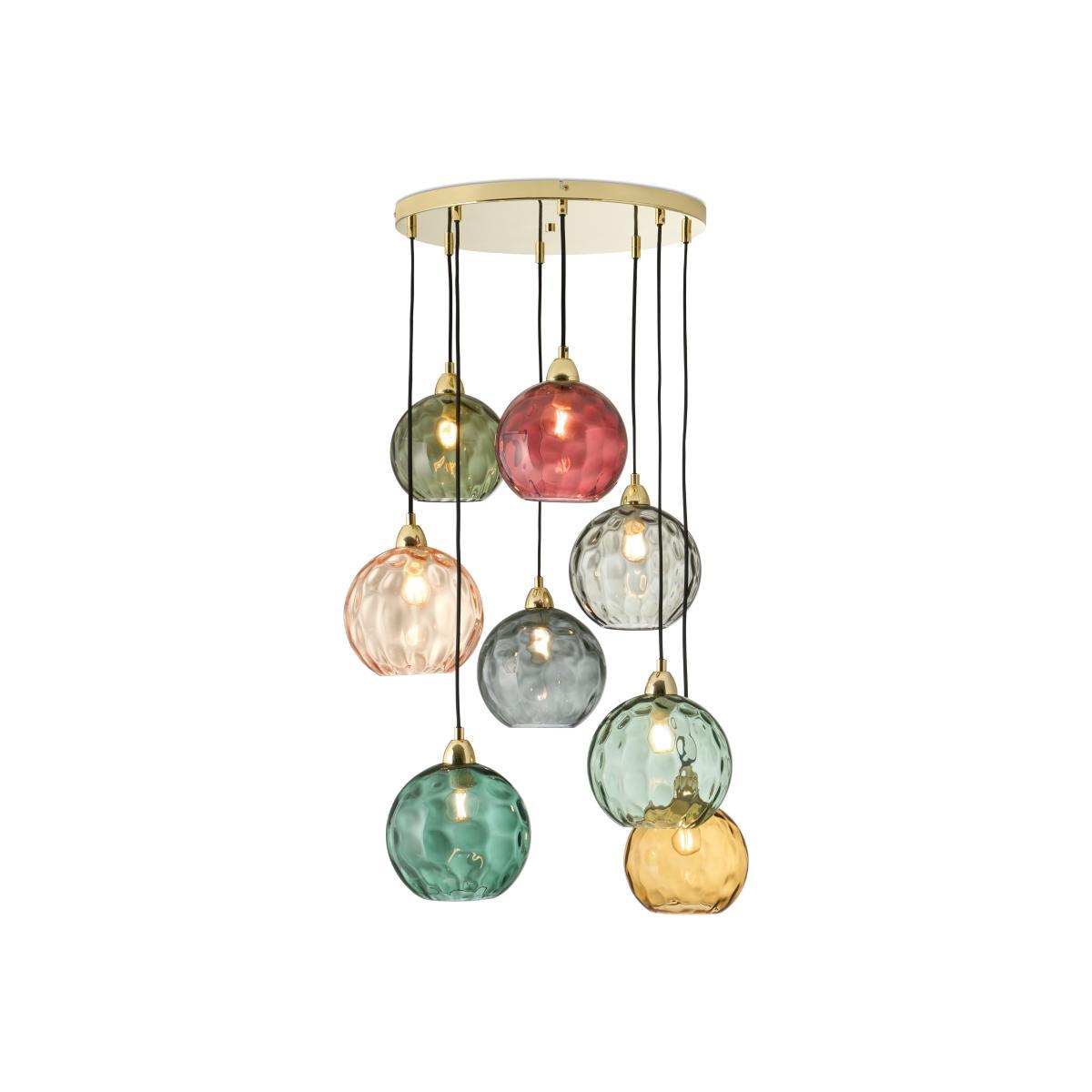 Ilaria Cluster Pendant Light, Extra Large, Green, Red & Brass – image 1