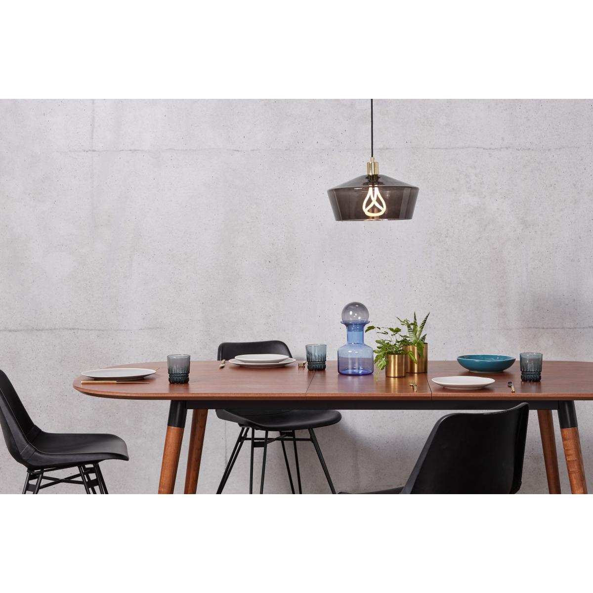 Kem Pendant Light and Plumen 001 LED Bulb, Smoke Grey Glass and Brass – image 4