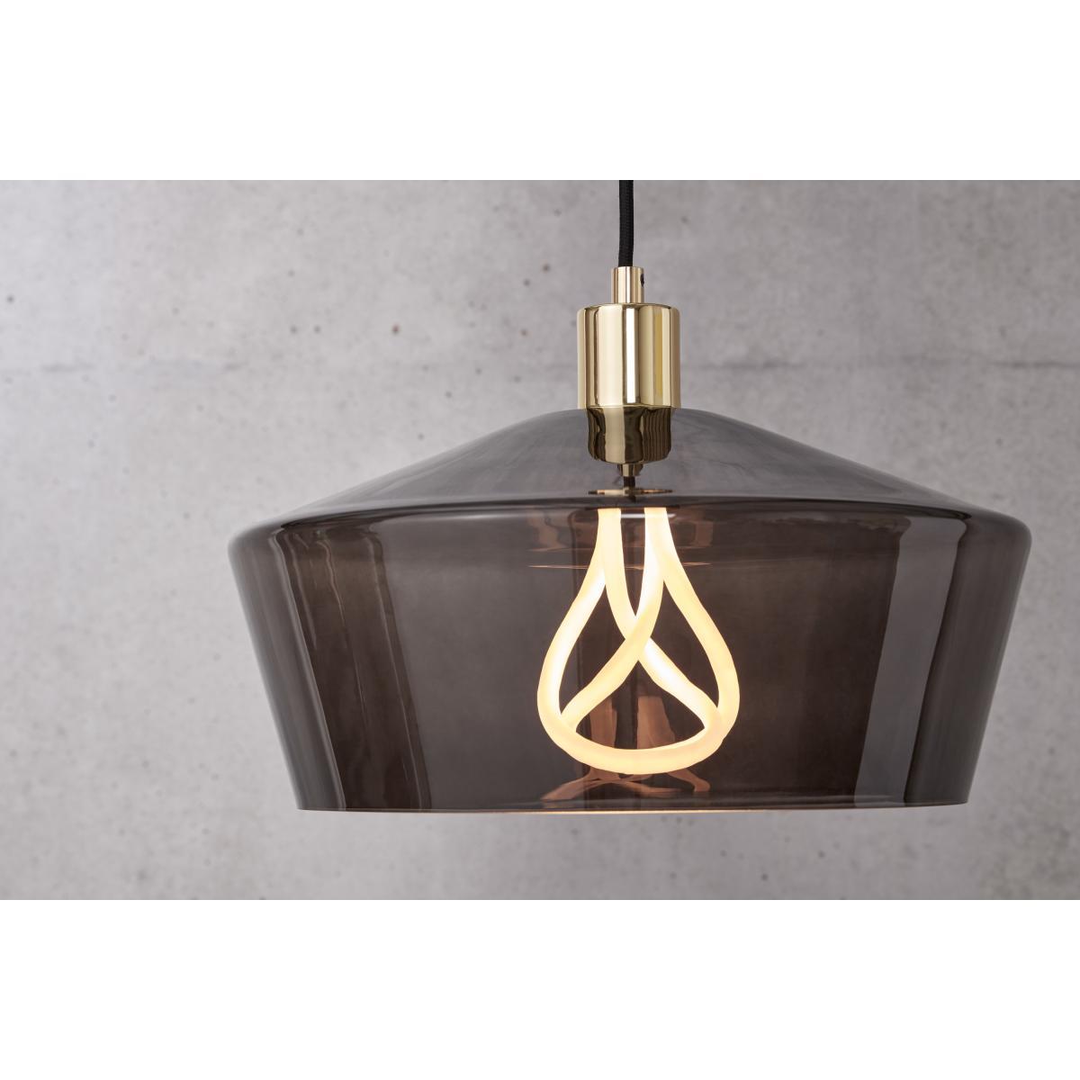 Kem Pendant Light and Plumen 001 LED Bulb, Smoke Grey Glass and Brass – image 5