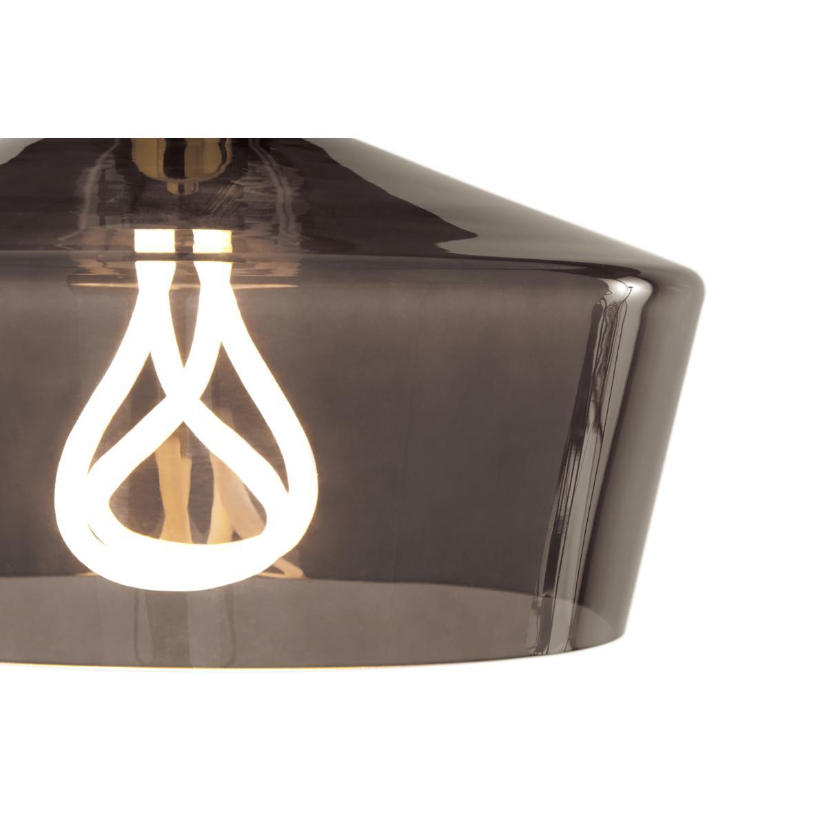 Kem Pendant Light and Plumen 001 LED Bulb, Smoke Grey Glass and Brass – image 6