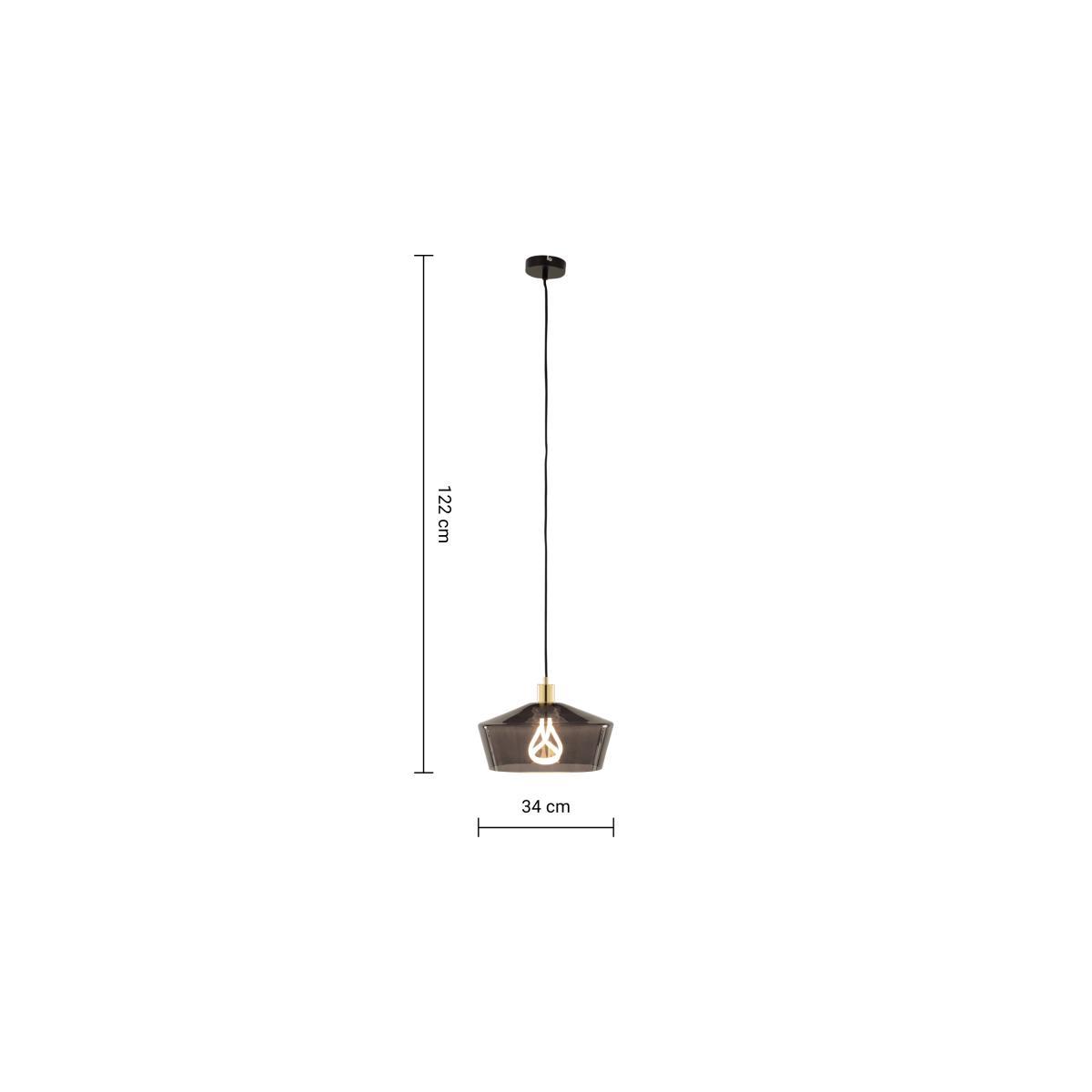 Kem Pendant Light and Plumen 001 LED Bulb, Smoke Grey Glass and Brass – image 8