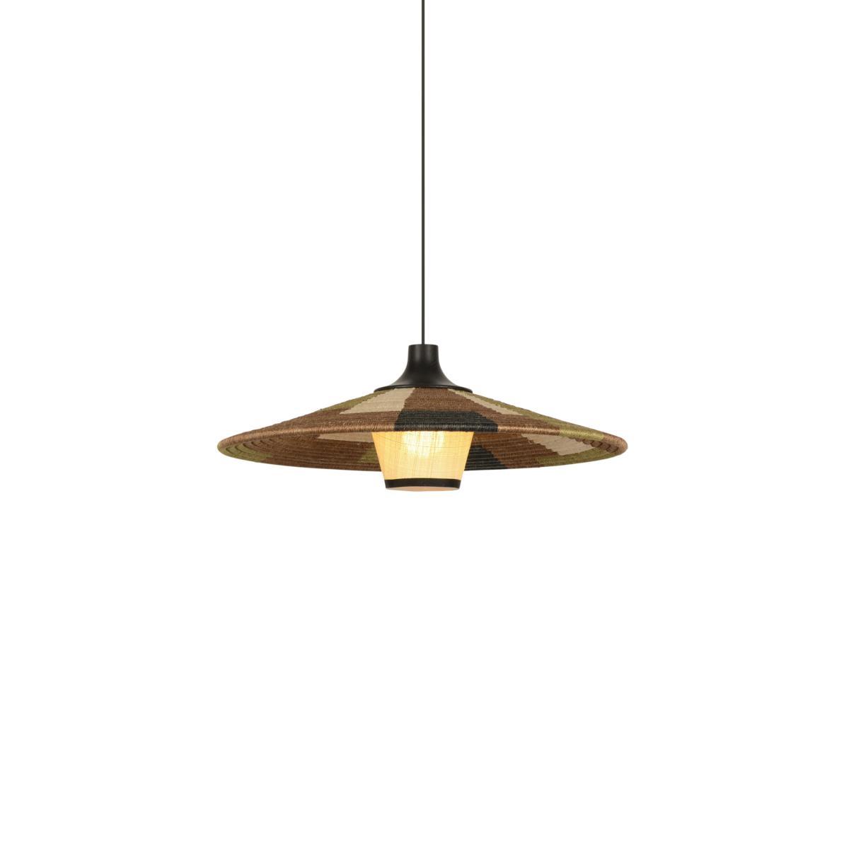Parrot M Pendant - / Ø 60 x H 21 cm - Hand-braided abaca by Forestier Multicoloured/Brown – image 2