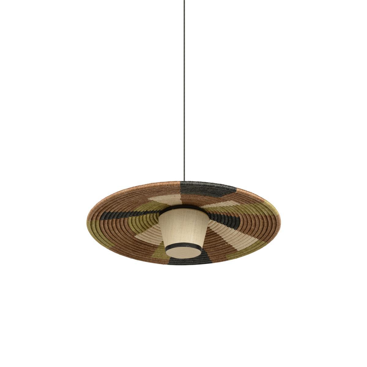 Parrot M Pendant - / Ø 60 x H 21 cm - Hand-braided abaca by Forestier Multicoloured/Brown – image 3