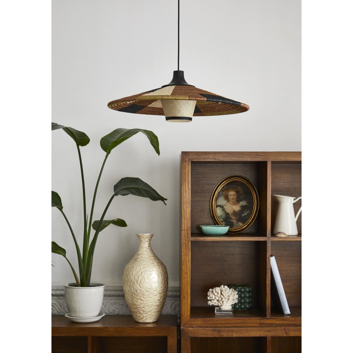 Parrot M Pendant - / Ø 60 x H 21 cm - Hand-braided abaca by Forestier Multicoloured/Brown – image 5