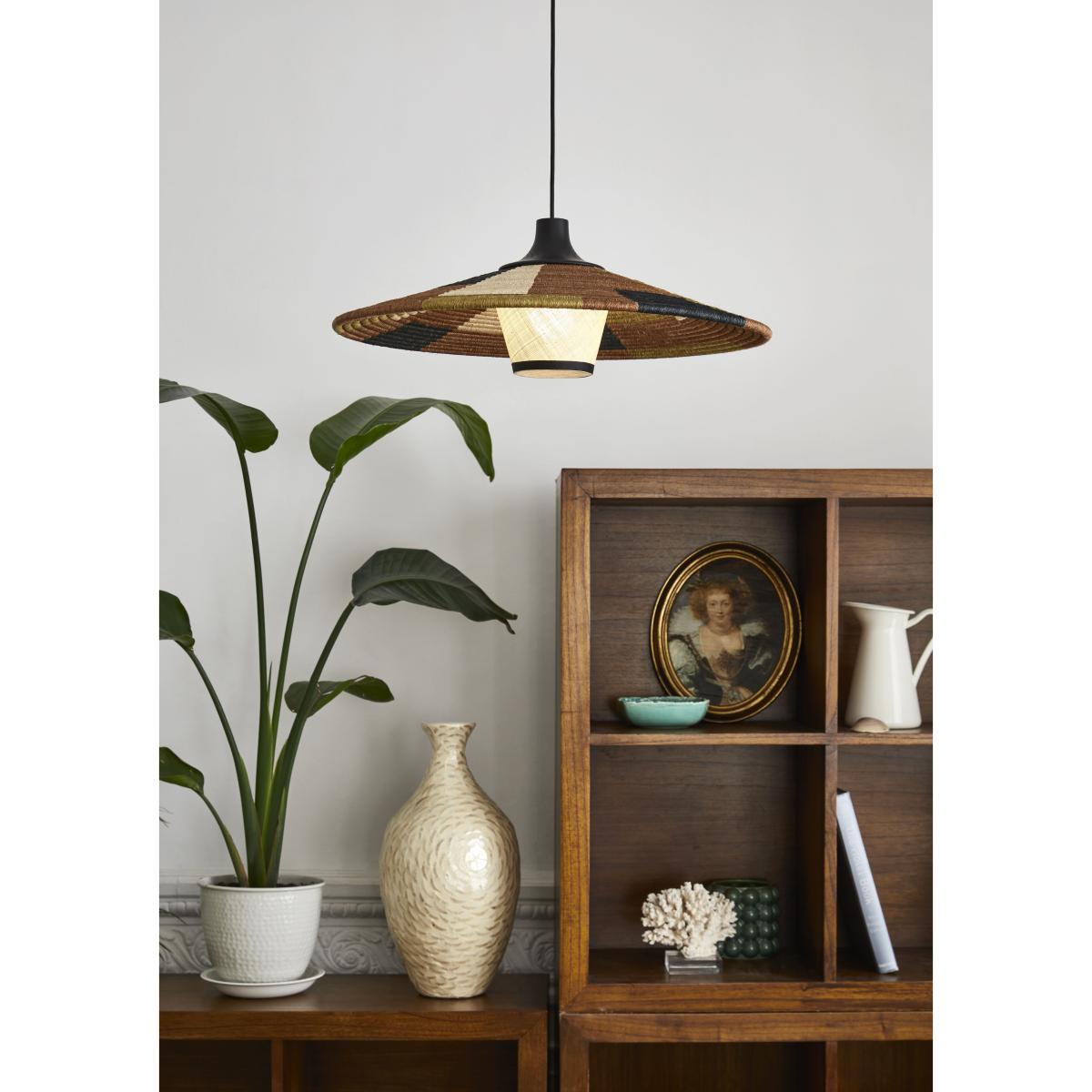 Parrot M Pendant - / Ø 60 x H 21 cm - Hand-braided abaca by Forestier Multicoloured/Brown – image 6