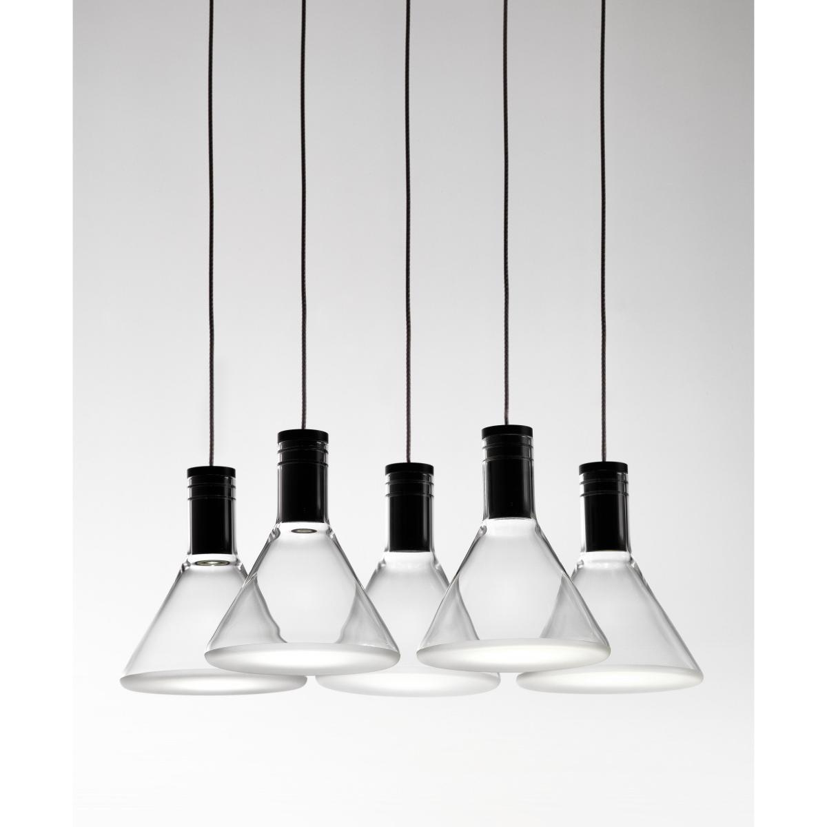 Multispot Polair LED Pendant - 5 elements glass - Round canopy by Fabbian Transparent – image 2