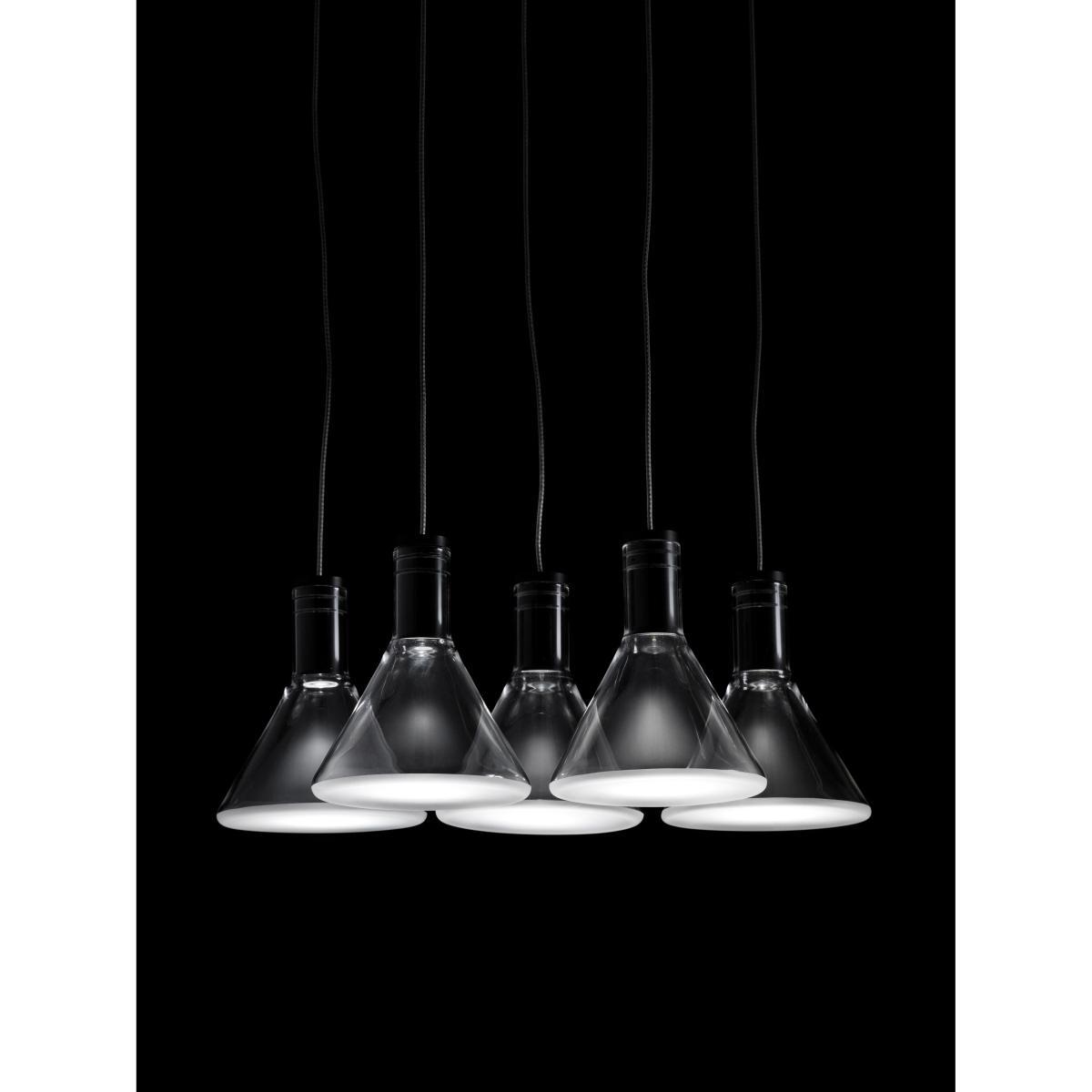 Multispot Polair LED Pendant - 5 elements glass - Round canopy by Fabbian Transparent – image 3