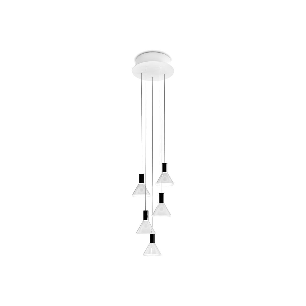 Multispot Polair LED Pendant - 5 elements glass - Round canopy by Fabbian Transparent – image 1