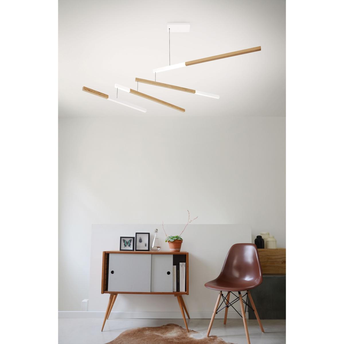 Tasso Nez Dimmable Pendant - LED / Oak - L 155 cm by Presse citron White/Natural wood – image 2