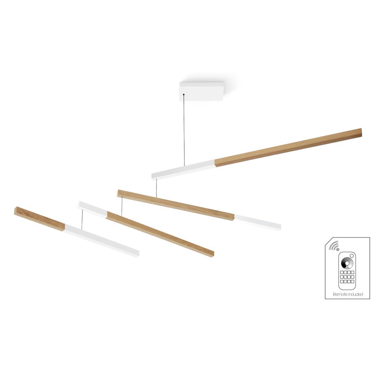 Tasso Nez Dimmable Pendant - LED / Oak - L 155 cm by Presse citron White/Natural wood – image 3