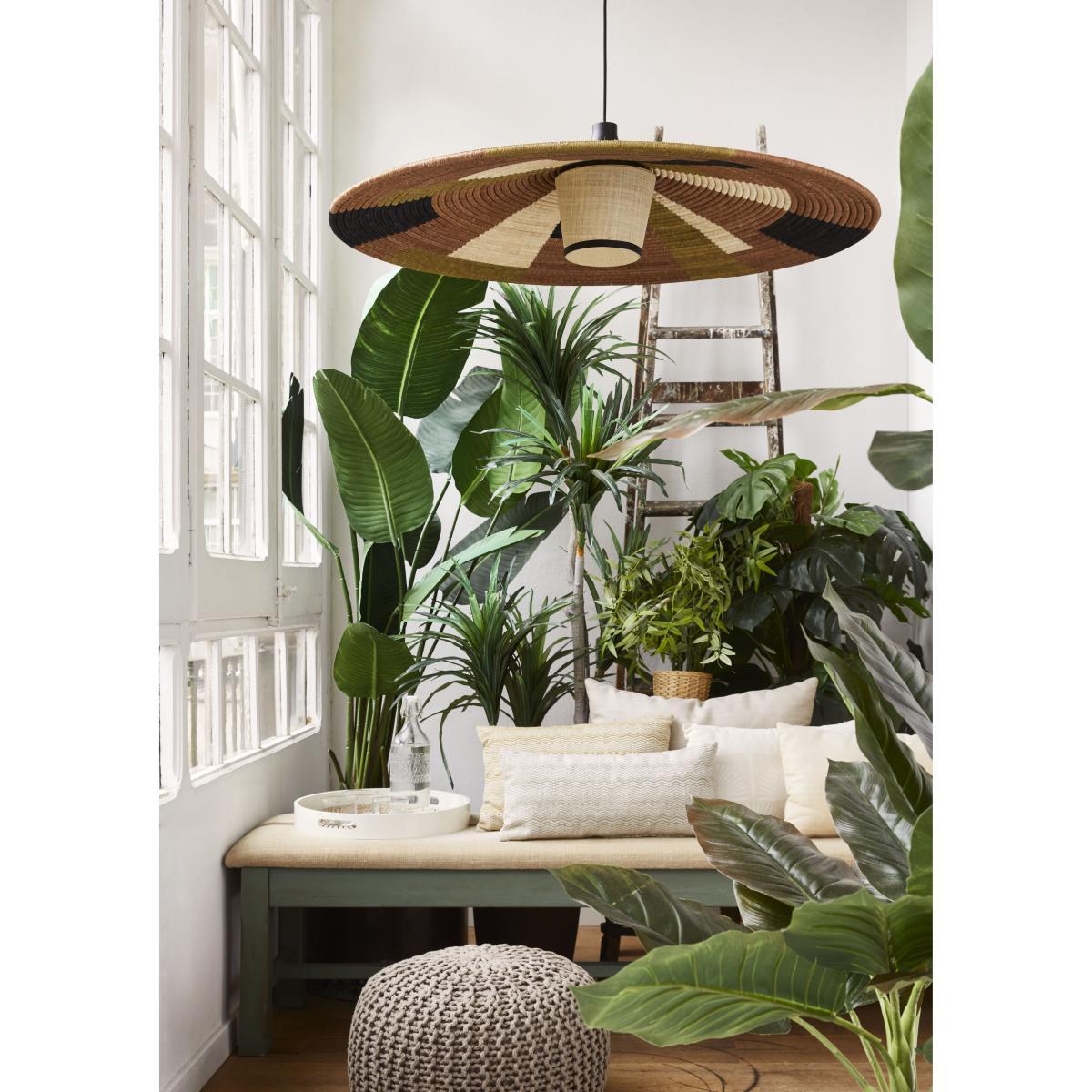 Parrot XL Pendant - / Ø 100 x H 24 cm - Hand-braided abaca by Forestier Multicoloured/Brown – image 4