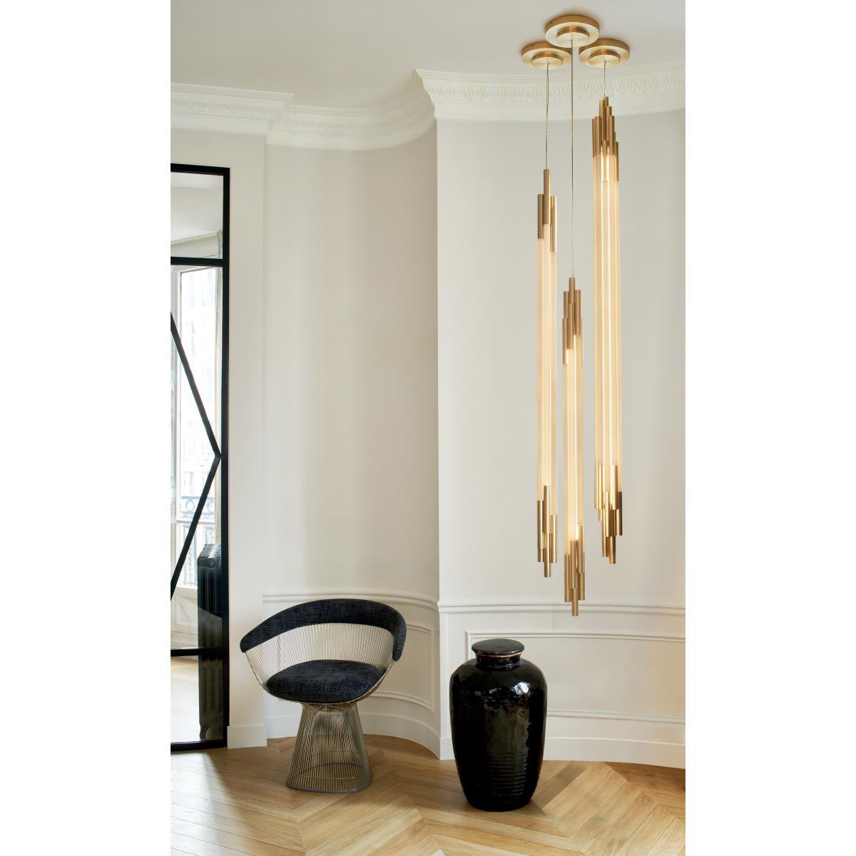 ORG Vertical Small Pendant - / LED - H 130 cm / Glass by DCW éditions White – image 2