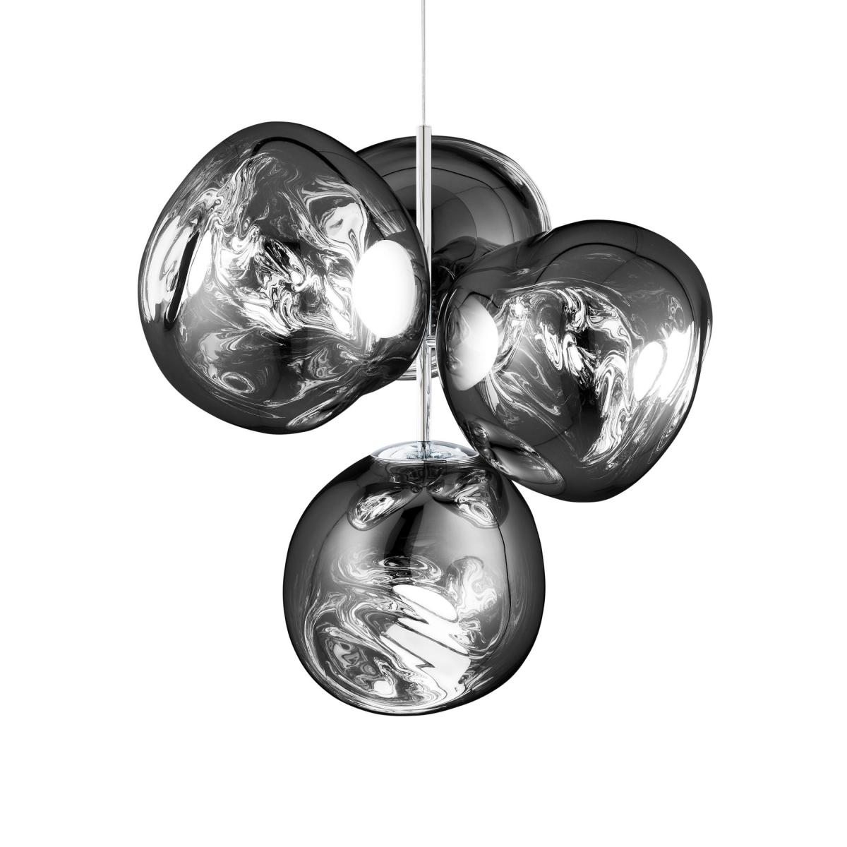 Pendant Melt Chandelier Small (2015) plastic material / LED - Ø 98 x H 103 cm / Metallised polycarbonate (color change) - Tom Dixon – image 2
